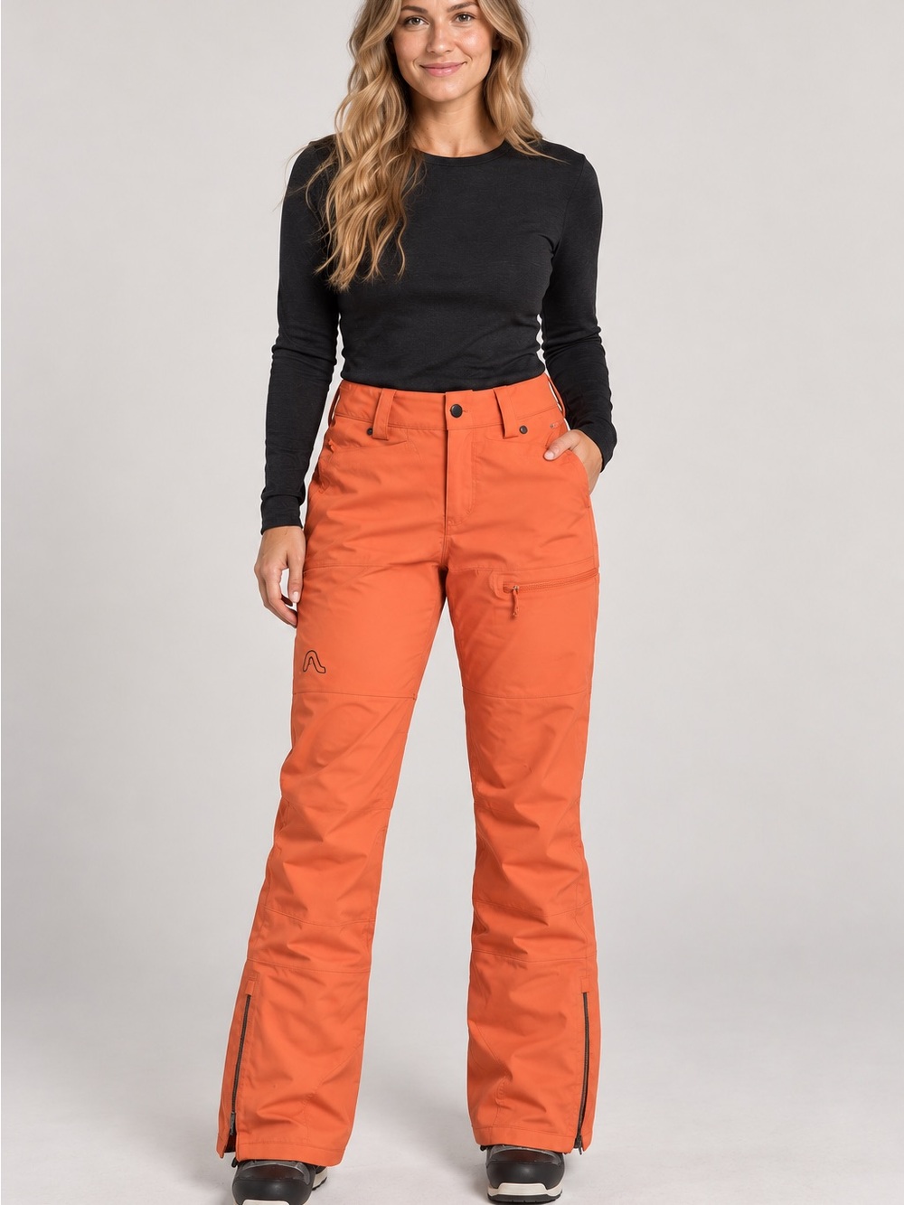 Flylow Women's L Orange Coral Snow Ski Pants Sassyfrass Winter Mountain Skiing